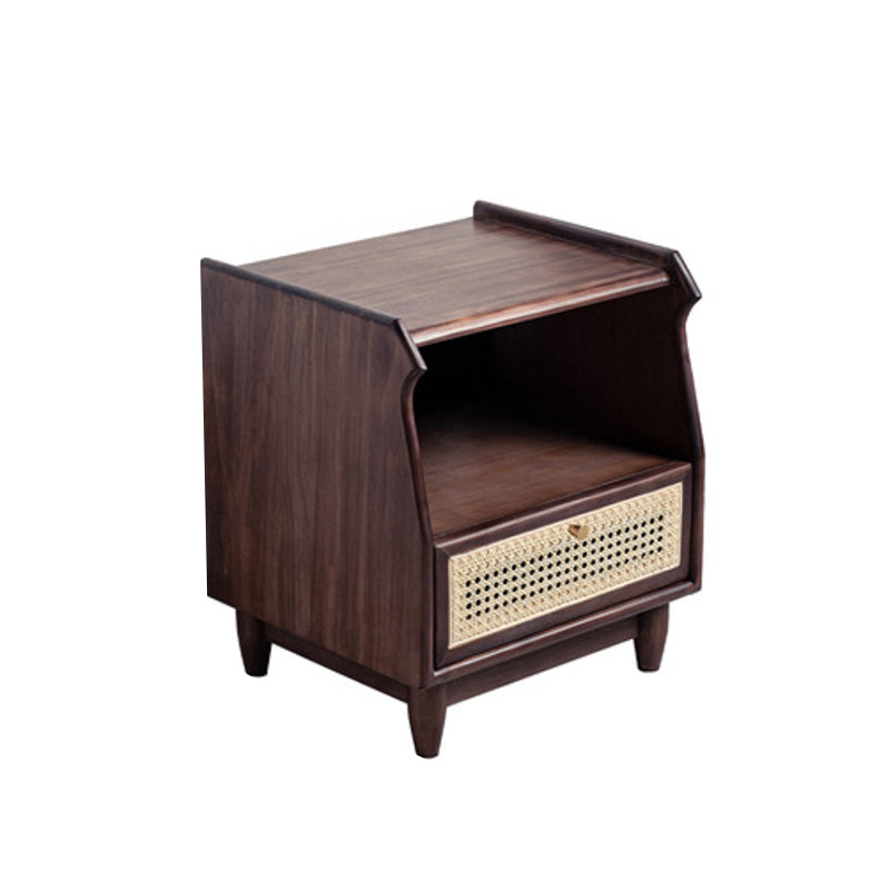 1 Drawer Night Table Modern Solid Wood Nightstand ,20.5" Tall Light Walnut 1 Piece Clearhalo 'Bedroom Furniture' 'furn' 'furn_night_stand' 'Furniture' 'night_stand' 'Nightstands' 6036639