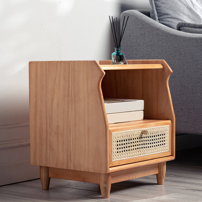 1 Drawer Night Table Modern Solid Wood Nightstand ,20.5" Tall Clearhalo 'Bedroom Furniture' 'furn' 'furn_night_stand' 'Furniture' 'night_stand' 'Nightstands' 6036640