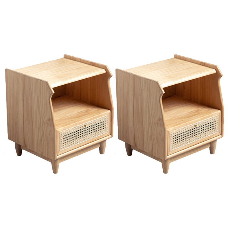 1 Drawer Night Table Modern Solid Wood Nightstand ,20.5" Tall Wood 2 Piece Set Clearhalo 'Bedroom Furniture' 'furn' 'furn_night_stand' 'Furniture' 'night_stand' 'Nightstands' 6036644