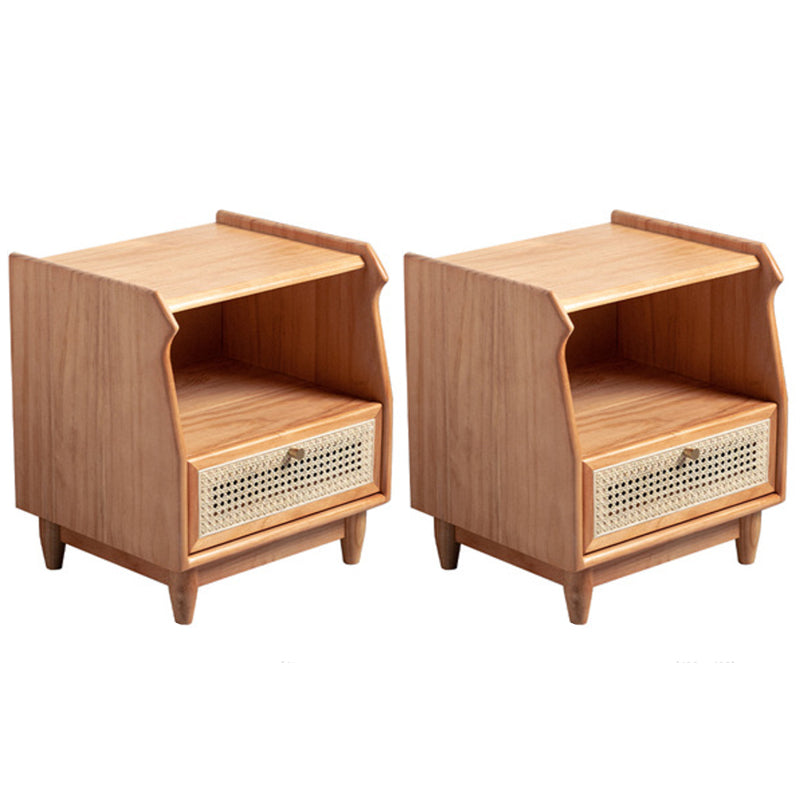 1 Drawer Night Table Modern Solid Wood Nightstand ,20.5" Tall Cherry Wood 2 Piece Set Clearhalo 'Bedroom Furniture' 'furn' 'furn_night_stand' 'Furniture' 'night_stand' 'Nightstands' 6036647
