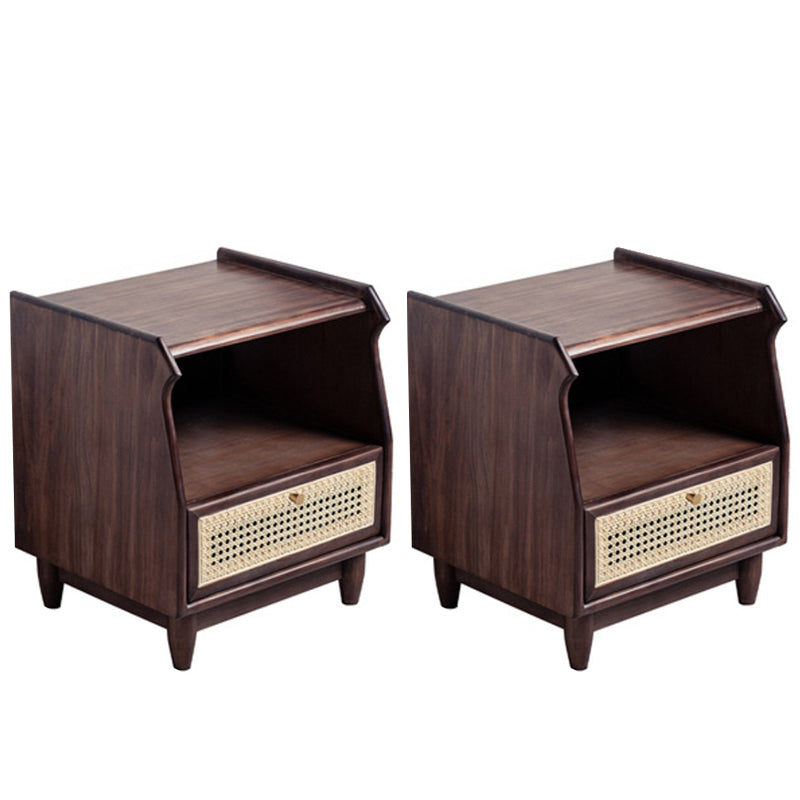 1 Drawer Night Table Modern Solid Wood Nightstand ,20.5" Tall Light Walnut 2 Piece Set Clearhalo 'Bedroom Furniture' 'furn' 'furn_night_stand' 'Furniture' 'night_stand' 'Nightstands' 6036648