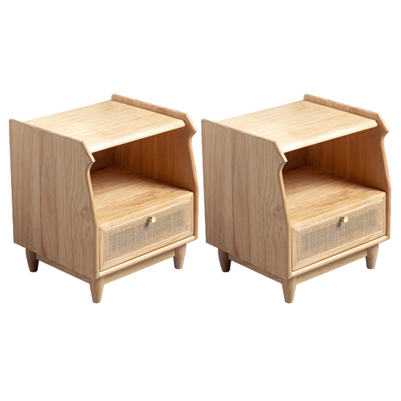1 Drawer Night Table Modern Solid Wood Nightstand ,20.5" Tall Natural 2 Piece Set Clearhalo 'Bedroom Furniture' 'furn' 'furn_night_stand' 'Furniture' 'night_stand' 'Nightstands' 6036650