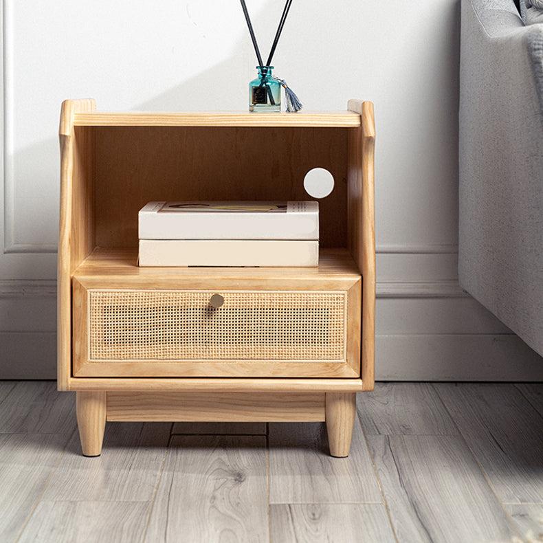 1 Drawer Night Table Modern Solid Wood Nightstand ,20.5" Tall Natural 1 Piece Clearhalo 'Bedroom Furniture' 'furn' 'furn_night_stand' 'Furniture' 'night_stand' 'Nightstands' 6036660