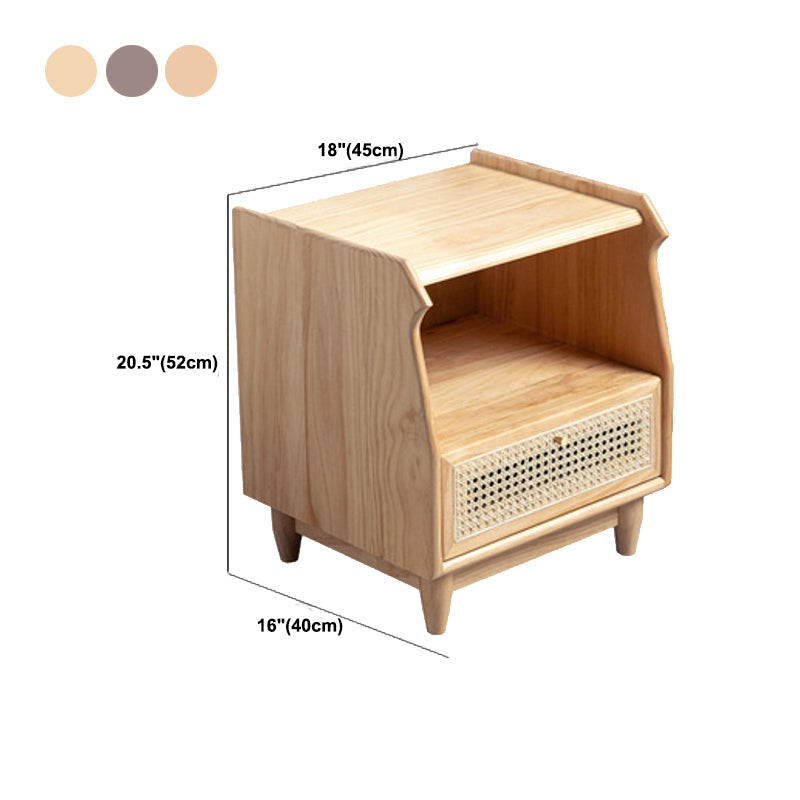 1 Drawer Night Table Modern Solid Wood Nightstand ,20.5" Tall Clearhalo 'Bedroom Furniture' 'furn' 'furn_night_stand' 'Furniture' 'night_stand' 'Nightstands' 6036662