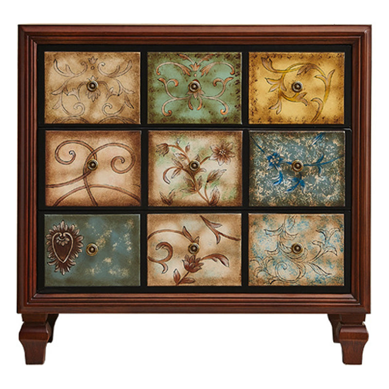 Traditionele houten slaapkamer kist horizontale opbergkast met laden