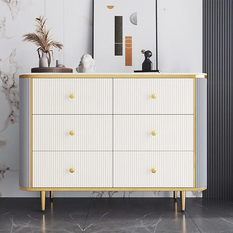 Glam Stone Bedroom Chest White 15" Wide Storage Chest with Drawers White-Gray 6 Clearhalo 'Bedroom Furniture' 'Dressers & Chests' 'dressers_chests' 'furn' 'furn_dressers_chests' 'Furniture' 6036735
