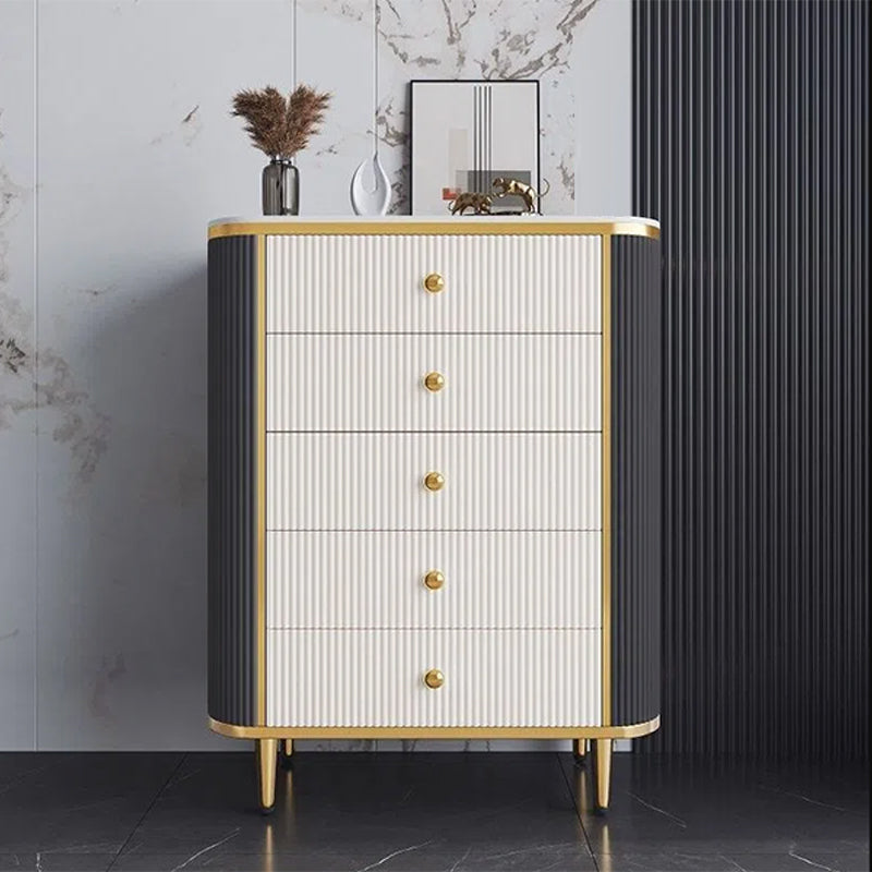 Glam Stone Bedroom Chest White 15" Wide Storage Chest with Drawers Black White 5 Clearhalo 'Bedroom Furniture' 'Dressers & Chests' 'dressers_chests' 'furn' 'furn_dressers_chests' 'Furniture' 6036737