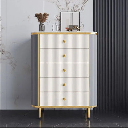 Glam Stone Bedroom Chest White 15" Wide Storage Chest with Drawers White-Gray 5 Clearhalo 'Bedroom Furniture' 'Dressers & Chests' 'dressers_chests' 'furn' 'furn_dressers_chests' 'Furniture' 6036739
