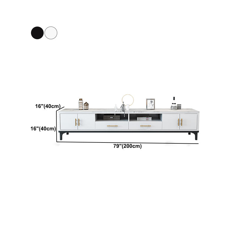2 Drawers Contemporary TV Stand Stone Counter Top TV Cabinet with 4 Doors Clearhalo 'furn' 'furn_tv_stands_entertainment_centers' 'Furniture' 'Living Room Furniture' 'TV Stands & Entertainment Centers' 'TV Stands & Media Storage Furniture' 'tv_stands_entertainment_centers' 6036921