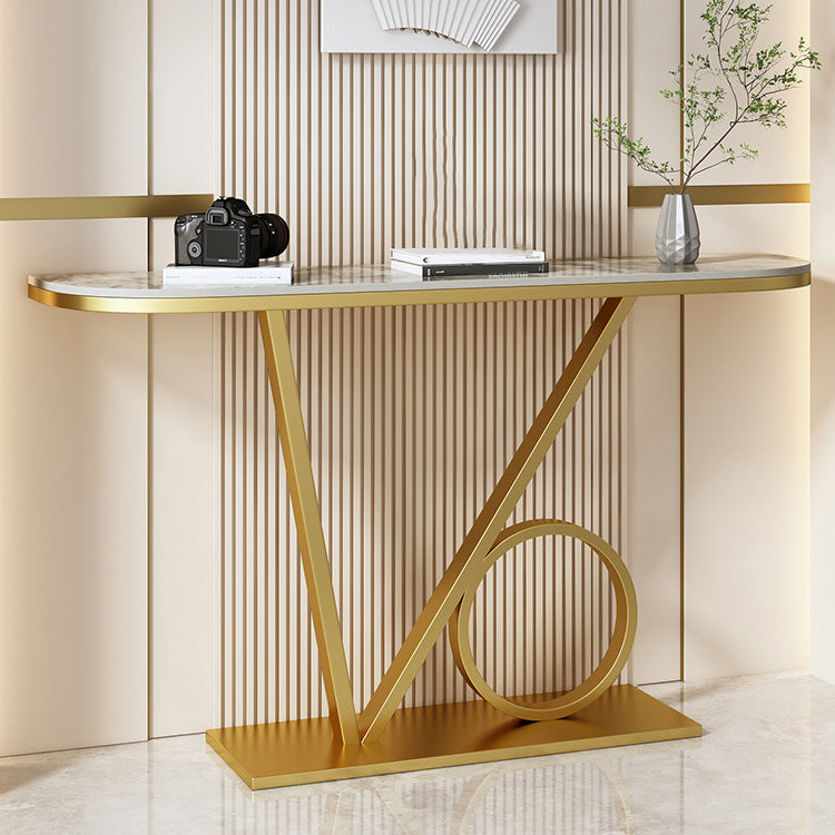Tavolo da console in pietra mezzi luna 12 "W tavolo accento resistente alla macchia glam per Hall