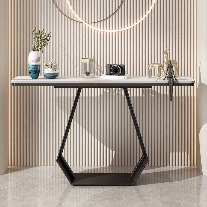 11" Wide Stone Contemporary Console Table Rectangle Accent Table 31"L x 12"W x 31"H White Clearhalo 'Console Tables' 'console_tables' 'Entry & Mudroom Furniture' 'furn' 'furn_console_tables' 'Furniture' 6037125