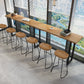 Metal Bar Table Rectangle Wood Top Bistro Pub Table Modern Style Breakfast Table