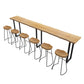 Metal Bar Table Rectangle Wood Top Bistro Pub Table Modern Style Breakfast Table