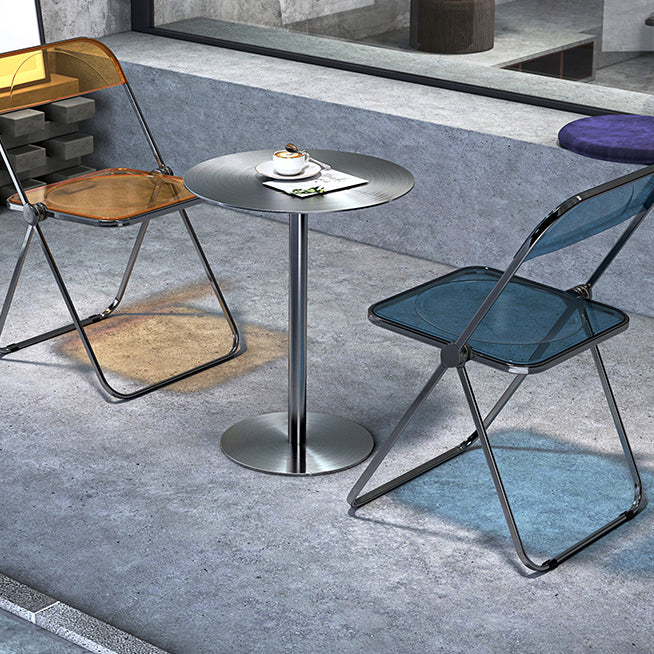 Mesa de comedor redonda de metal con altura de mostrador en mesa de mostrador industrial de acero