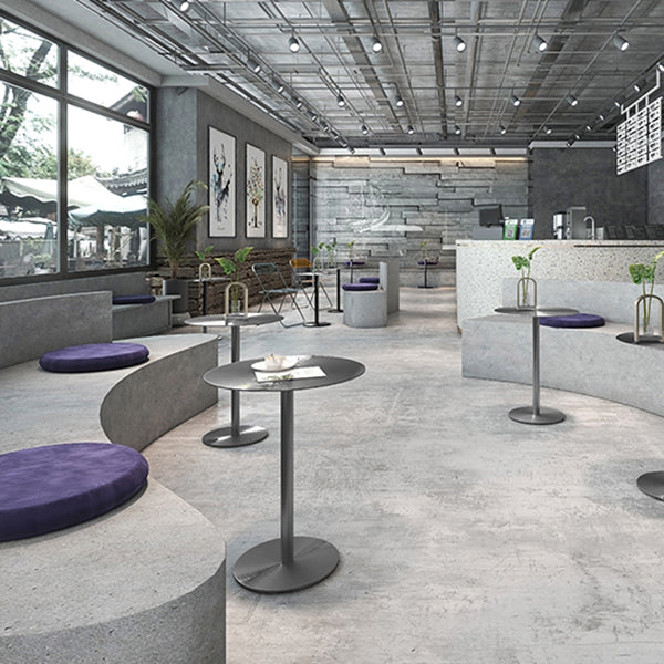 Mesa de comedor redonda de metal con altura de mostrador en mesa de mostrador industrial de acero