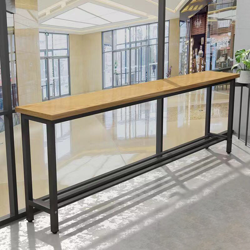 Modern Wood Counter Table Rectangle Top Table with Black Base Without Chairs Clearhalo 'Bar Furniture' 'Bar Tables' 'bar_tables' 'furn' 'furn_bar_tables' 'Furniture' 'Kitchen & Dining Furniture' 6037358