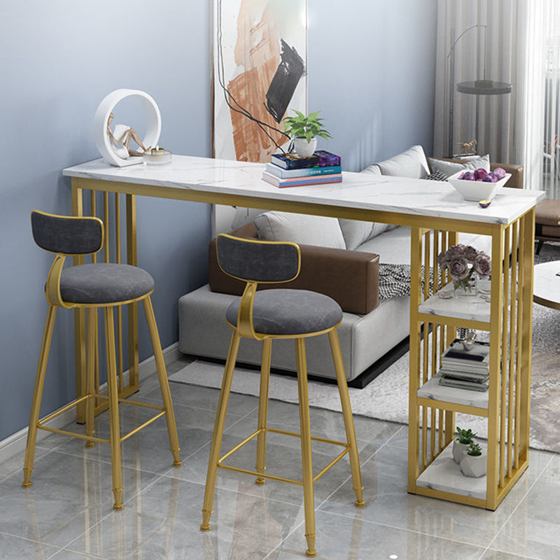 Faux Marble Counter Height Bar Table Glam Metal Base Counter Wine Table Clearhalo 'Bar Furniture' 'Bar Tables' 'bar_tables' 'furn' 'furn_bar_tables' 'Furniture' 'Kitchen & Dining Furniture' 6037418