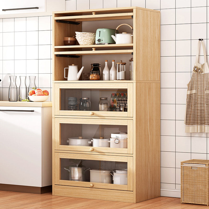 Kitchen Server Wood Dining Server with Glass Doors Modern Buffet Server for Kitchen ...
