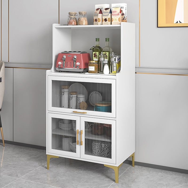 Steen en houtbuffet bijboard moderne open opslag met glazen deuren