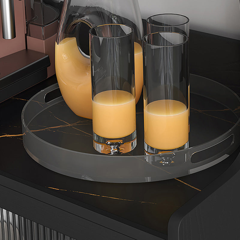 Steen en houtbuffet bijboard moderne open opslag met glazen deuren