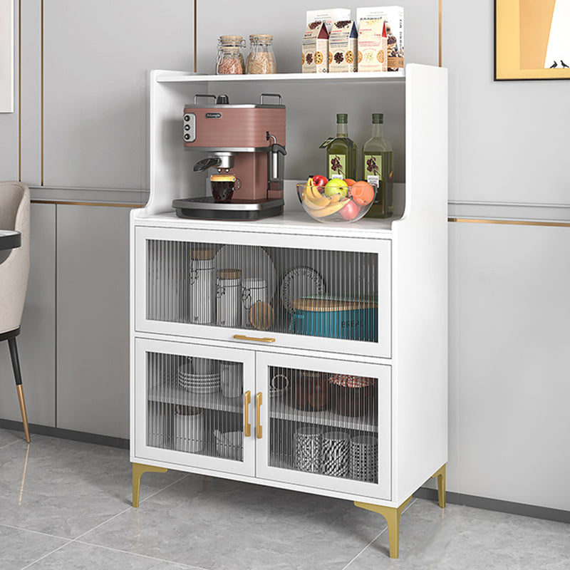 Steen en houtbuffet bijboard moderne open opslag met glazen deuren