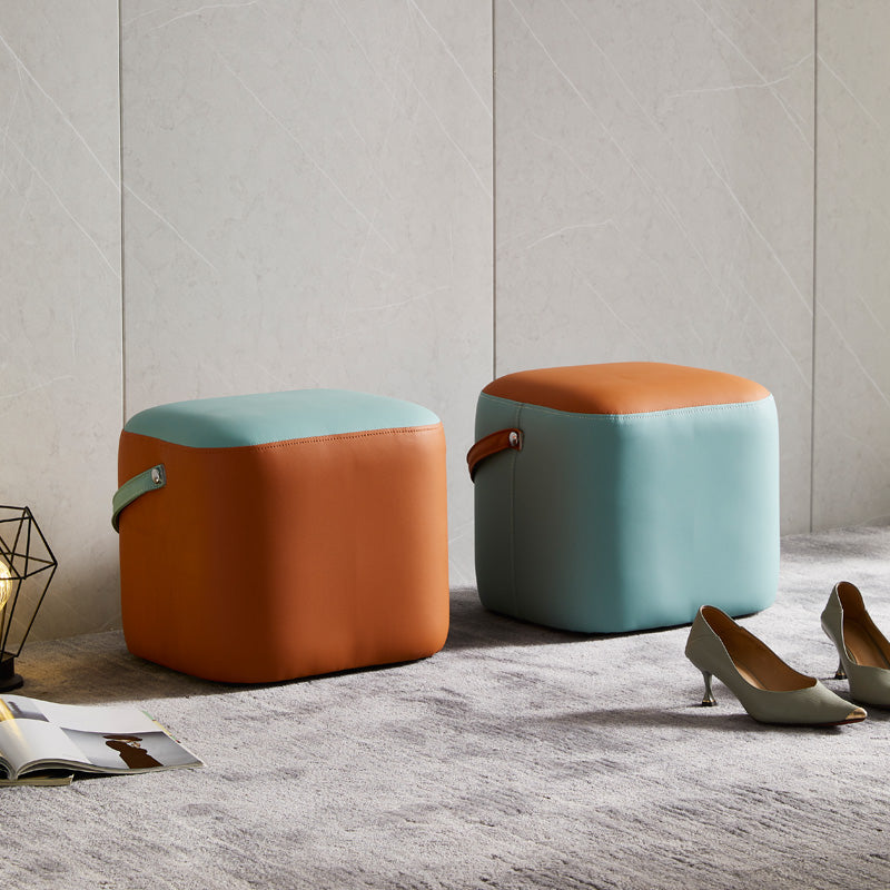 POUF OTTOMANO DE POUF OTTOMANO Capazonado de cuero Genuino