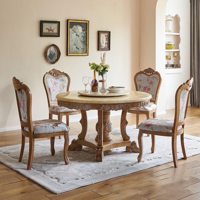 Victoria Round Table Set 1/2/5 Pieces Dining Set for Home Use 5 Pieces: Table, 4 Chairs Clearhalo 'Dining Room Sets' 'Dining Tables & Seating' 'dining_room_set' 'furn' 'furn_dining_room_set' 'Furniture' 'Kitchen & Dining Furniture' 6037645