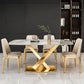Glam Rectangle Stone Table Set 1/4/5/7 Pieces Dining Set for Kitchen