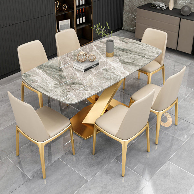 Glam Rectangle Stone Table Set 1/4/5/7 Pieces Dining Set for Kitchen