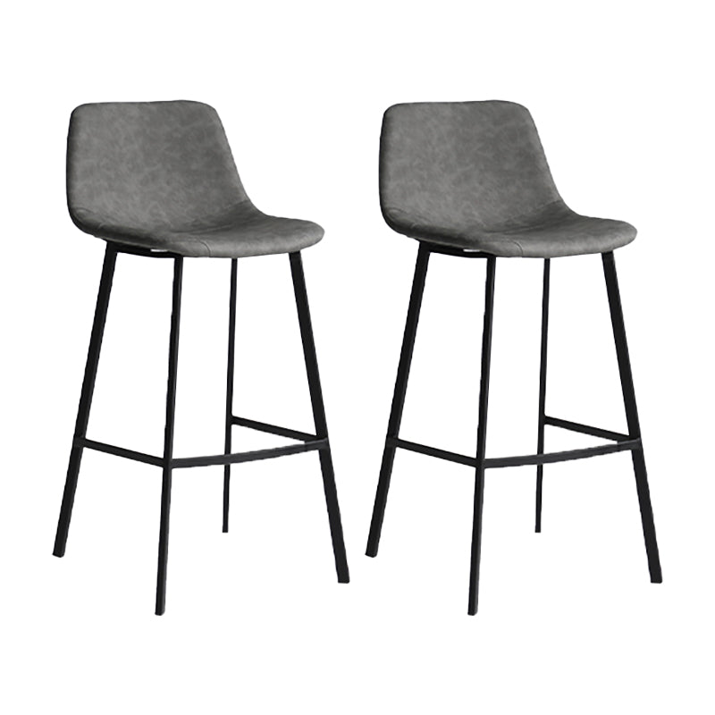 Modern Armless Bar Stool PU Leather Low Back Stools with Metal Frame