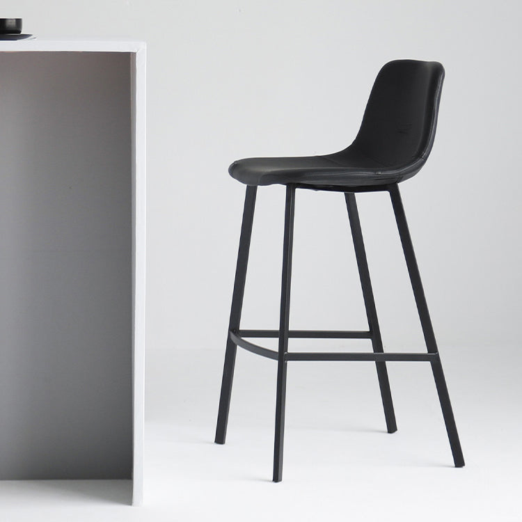 Modern Armless Bar Stool PU Leather Low Back Stools with Metal Frame