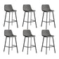 Modern Armless Bar Stool PU Leather Low Back Stools with Metal Frame