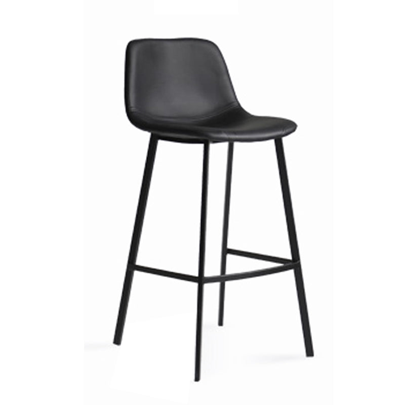 Modern Armless Bar Stool PU Leather Low Back Stools with Metal Frame
