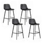 Modern Armless Bar Stool PU Leather Low Back Stools with Metal Frame