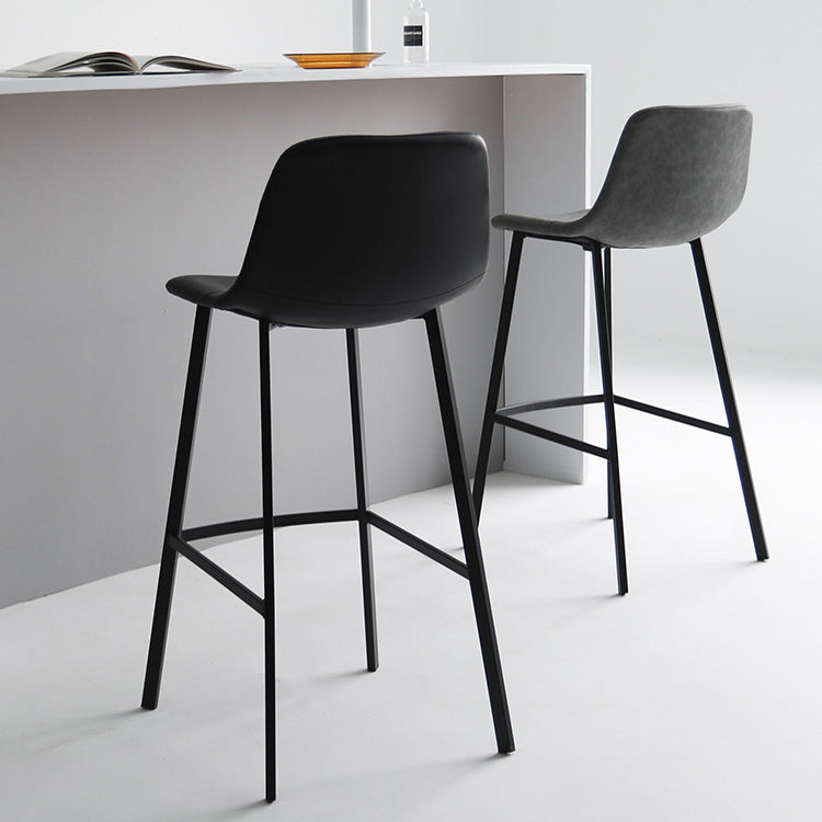 Modern Armless Bar Stool PU Leather Low Back Stools with Metal Frame