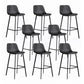 Modern Armless Bar Stool PU Leather Low Back Stools with Metal Frame