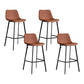 Modern Armless Bar Stool PU Leather Low Back Stools with Metal Frame