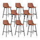Modern Armless Bar Stool PU Leather Low Back Stools with Metal Frame