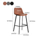 Modern Armless Bar Stool PU Leather Low Back Stools with Metal Frame