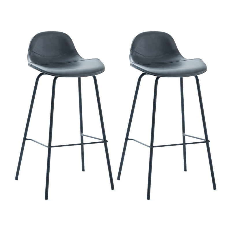 Contemporary Footrest Low Back Bar Stool Leather Counter Stool for Living Room Dark Blue 2 Piece Set Clearhalo 'Bar Furniture' 'Bar Stools' 'bar_stools' 'furn' 'furn_bar_stools' 'Furniture' 'Kitchen & Dining Furniture' 6038804