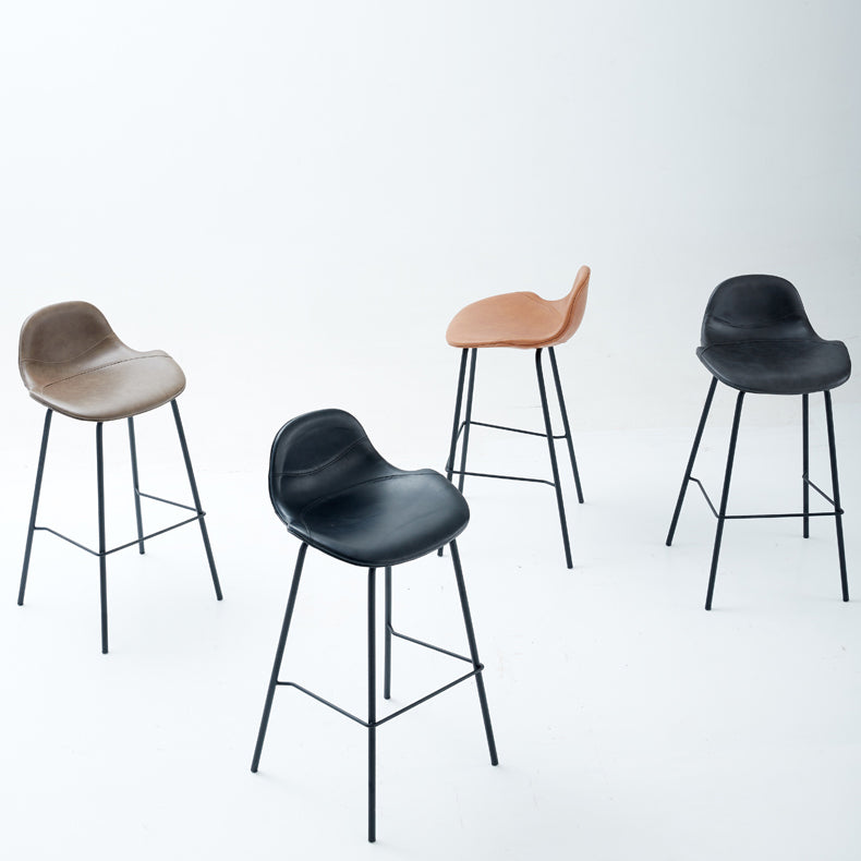 Contemporary Footrest Low Back Bar Stool Leather Counter Stool for Living Room Clearhalo 'Bar Furniture' 'Bar Stools' 'bar_stools' 'furn' 'furn_bar_stools' 'Furniture' 'Kitchen & Dining Furniture' 6038806