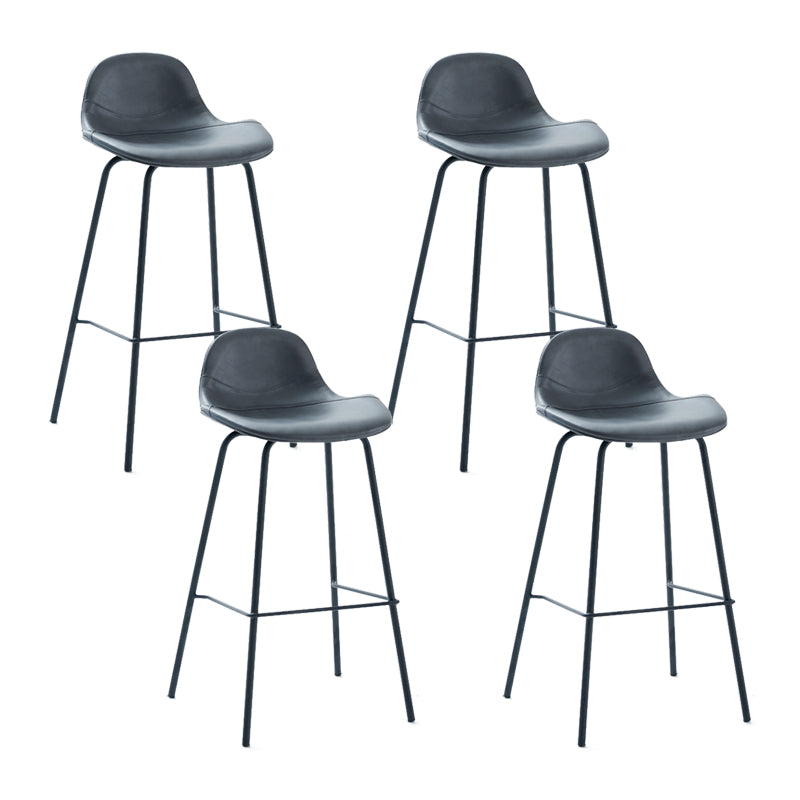 Contemporary Footrest Low Back Bar Stool Leather Counter Stool for Living Room Dark Blue 4 Piece Set Clearhalo 'Bar Furniture' 'Bar Stools' 'bar_stools' 'furn' 'furn_bar_stools' 'Furniture' 'Kitchen & Dining Furniture' 6038807