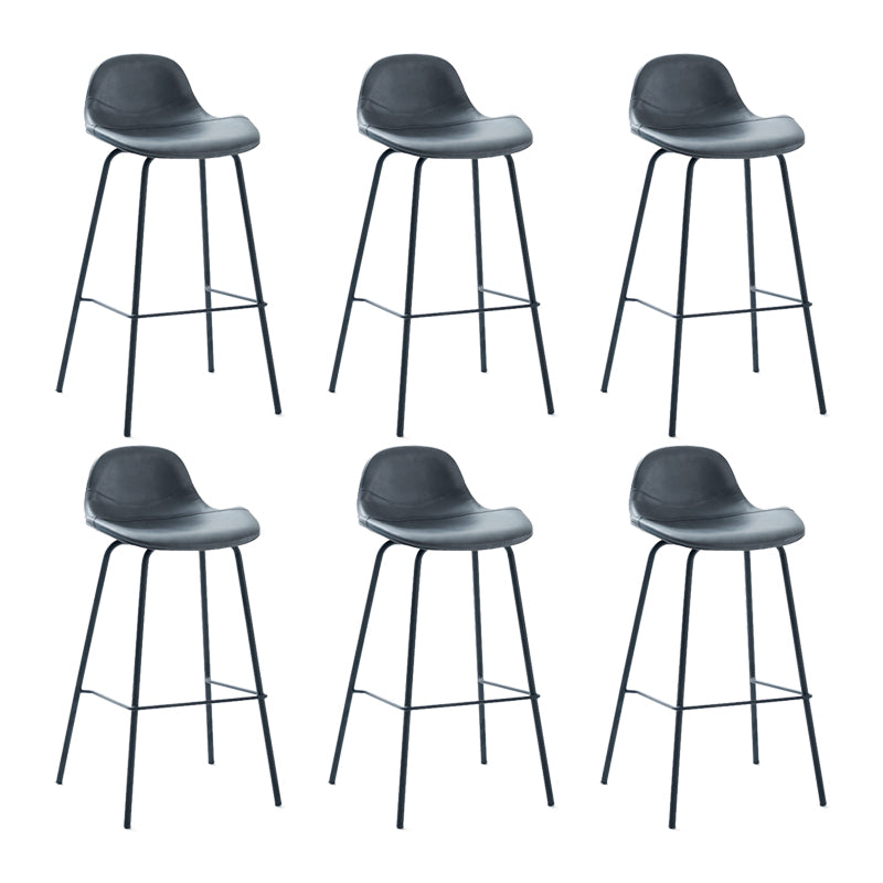 Contemporary Footrest Low Back Bar Stool Leather Counter Stool for Living Room Dark Blue 6 Piece Set Clearhalo 'Bar Furniture' 'Bar Stools' 'bar_stools' 'furn' 'furn_bar_stools' 'Furniture' 'Kitchen & Dining Furniture' 6038808