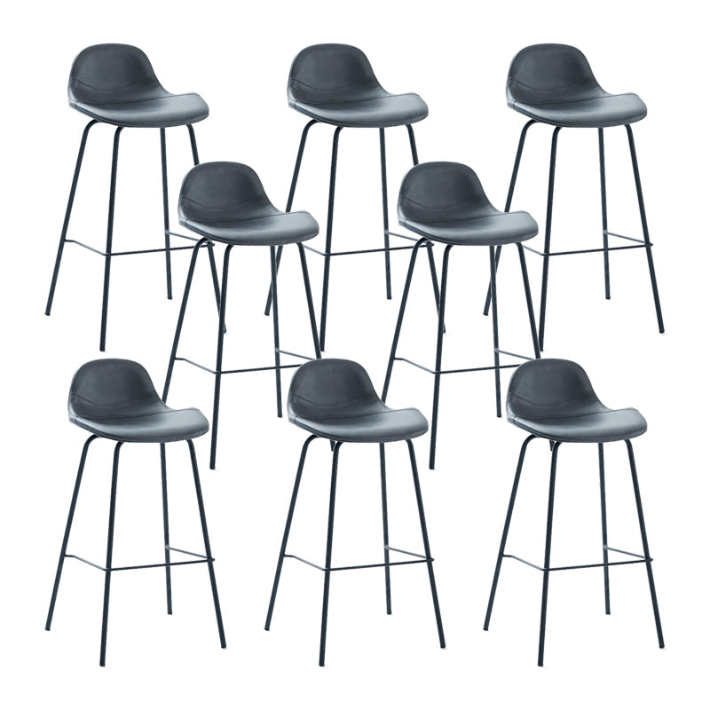 Contemporary Footrest Low Back Bar Stool Leather Counter Stool for Living Room Dark Blue 8 Piece Set Clearhalo 'Bar Furniture' 'Bar Stools' 'bar_stools' 'furn' 'furn_bar_stools' 'Furniture' 'Kitchen & Dining Furniture' 6038811