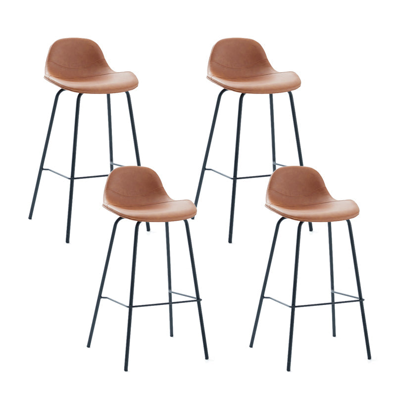 Contemporary Footrest Low Back Bar Stool Leather Counter Stool for Living Room Dark Brown 4 Piece Set Clearhalo 'Bar Furniture' 'Bar Stools' 'bar_stools' 'furn' 'furn_bar_stools' 'Furniture' 'Kitchen & Dining Furniture' 6038816