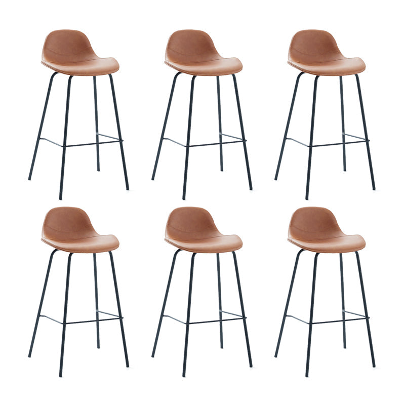 Contemporary Footrest Low Back Bar Stool Leather Counter Stool for Living Room Dark Brown 6 Piece Set Clearhalo 'Bar Furniture' 'Bar Stools' 'bar_stools' 'furn' 'furn_bar_stools' 'Furniture' 'Kitchen & Dining Furniture' 6038818