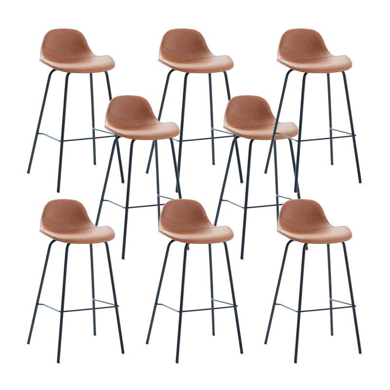 Contemporary Footrest Low Back Bar Stool Leather Counter Stool for Living Room Dark Brown 8 Piece Set Clearhalo 'Bar Furniture' 'Bar Stools' 'bar_stools' 'furn' 'furn_bar_stools' 'Furniture' 'Kitchen & Dining Furniture' 6038820