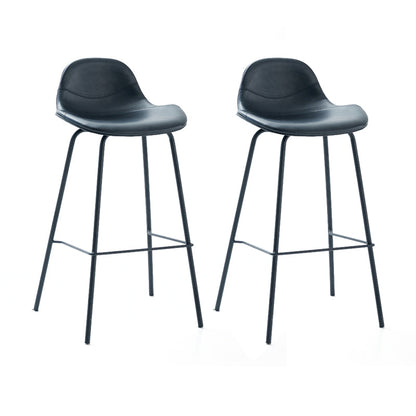 Contemporary Footrest Low Back Bar Stool Leather Counter Stool for Living Room Black 2 Piece Set Clearhalo 'Bar Furniture' 'Bar Stools' 'bar_stools' 'furn' 'furn_bar_stools' 'Furniture' 'Kitchen & Dining Furniture' 6038822