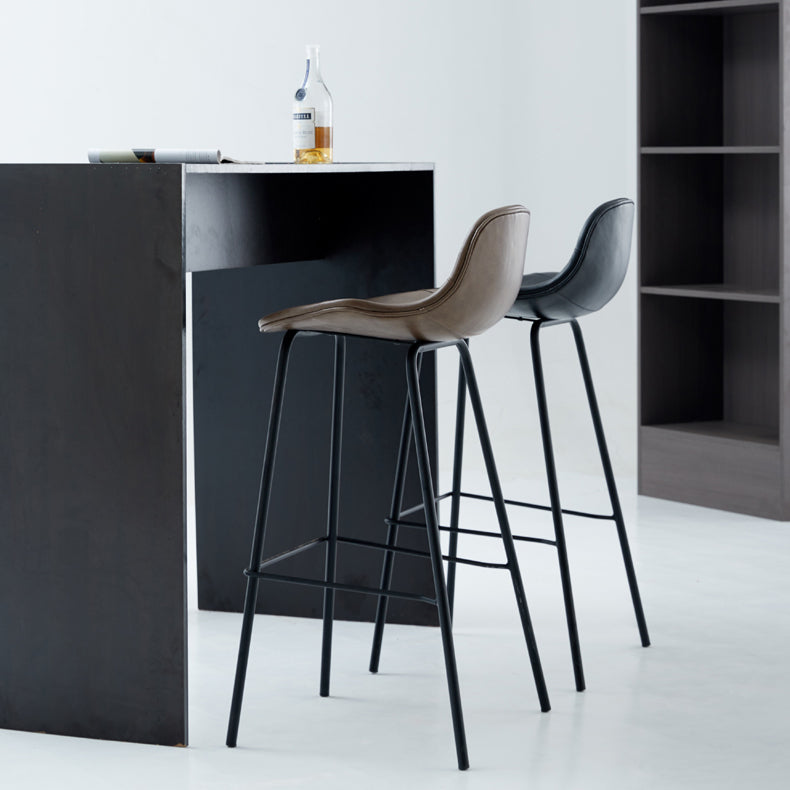 Contemporary Footrest Low Back Bar Stool Leather Counter Stool for Living Room Clearhalo 'Bar Furniture' 'Bar Stools' 'bar_stools' 'furn' 'furn_bar_stools' 'Furniture' 'Kitchen & Dining Furniture' 6038823