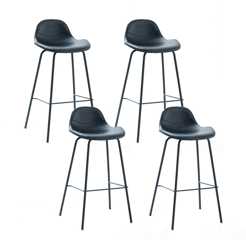 Contemporary Footrest Low Back Bar Stool Leather Counter Stool for Living Room Black 4 Piece Set Clearhalo 'Bar Furniture' 'Bar Stools' 'bar_stools' 'furn' 'furn_bar_stools' 'Furniture' 'Kitchen & Dining Furniture' 6038824